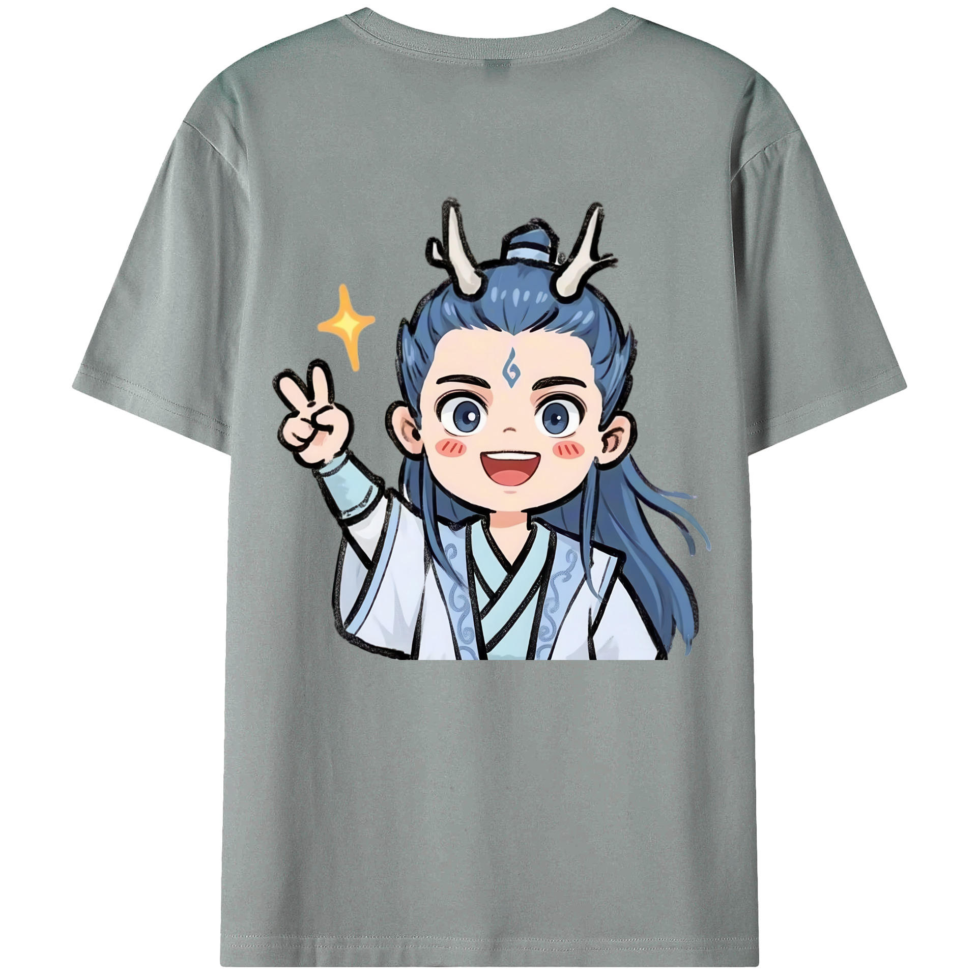 （画像用） Ne Zha 2 ナタ 魔童の大暴れ 綿100％ メンズ半袖Tシャツ（バックプリント） 通気性